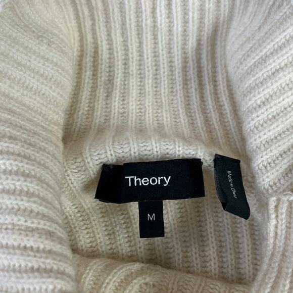 Theory Moving Rib Cashmere Foldover Collar Turtleneck Sweater Size Medium - Picture 5 of 8